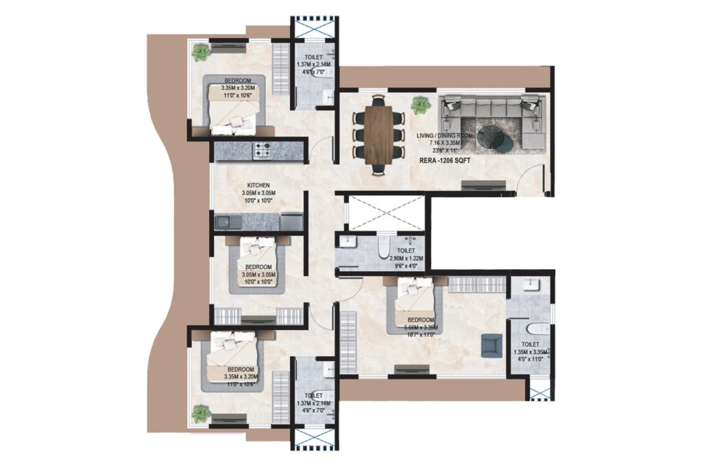 11-serene-typical-floor-plan-jodi-4bhk-spacious